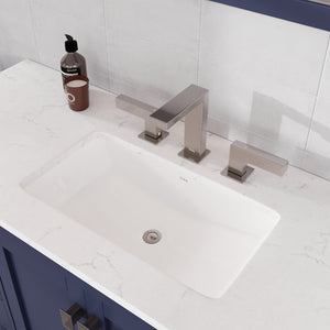 Aberdeen 96 in. Blue Double Sink  Bath Vanity with Carrara Quartz Top and Undermount Porcelain Sinks