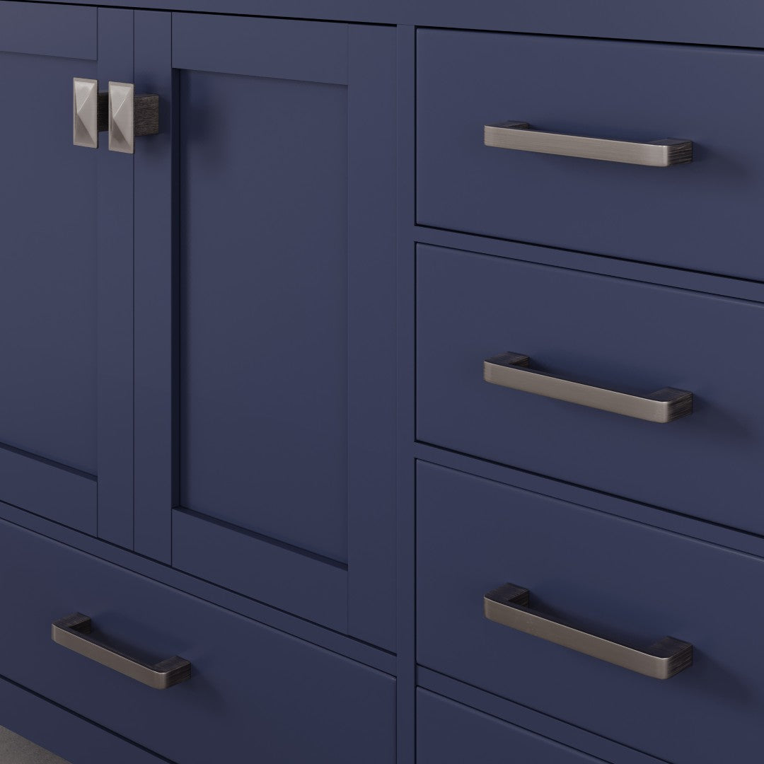 Aberdeen 96 in. Blue Double Sink  Bath Vanity with Carrara Quartz Top and Undermount Porcelain Sinks
