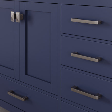 Aberdeen 96 in. Blue Double Sink  Bath Vanity with Carrara Quartz Top and Undermount Porcelain Sinks