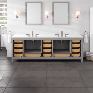 Aberdeen 96 in. Gray Double Sink  Bath Vanity with Carrara Quartz Top and Undermount Porcelain Sinks