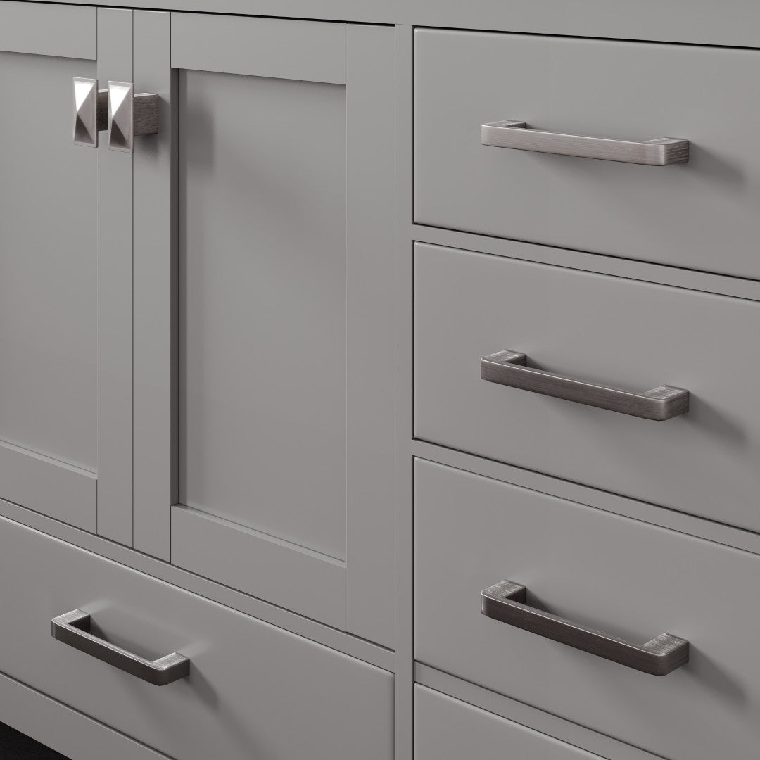 Aberdeen 96 in. Gray Double Sink  Bath Vanity with Carrara Quartz Top and Undermount Porcelain Sinks