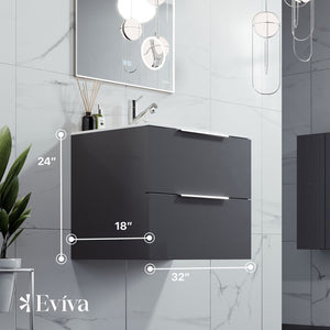 Galsaky 32 in. Gray Wall Mount Single Sink Bath Vanity with Porcelain Top and Integrated Sink