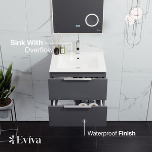Galsaky 32 in. Gray Wall Mount Single Sink Bath Vanity with Porcelain Top and Integrated Sink