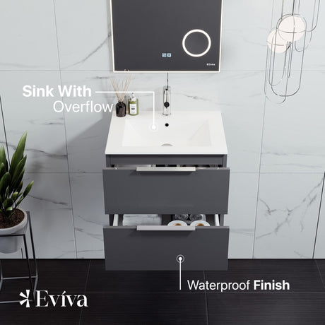 Galsaky 32 in. Gray Wall Mount Single Sink Bath Vanity with Porcelain Top and Integrated Sink