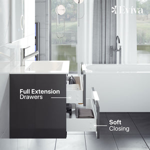Galsaky 32 in. Gray Wall Mount Single Sink Bath Vanity with Porcelain Top and Integrated Sink