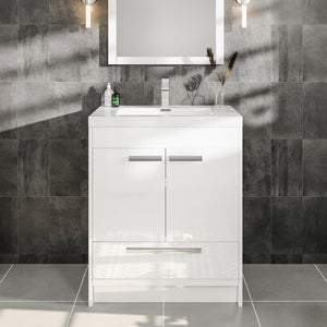 Lugano 24 in. White Single Sink Bath Vanity with Acrylic Top and Integrated Sink