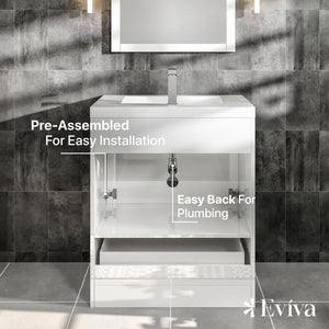 Lugano 24 in. White Single Sink Bath Vanity with Acrylic Top and Integrated Sink