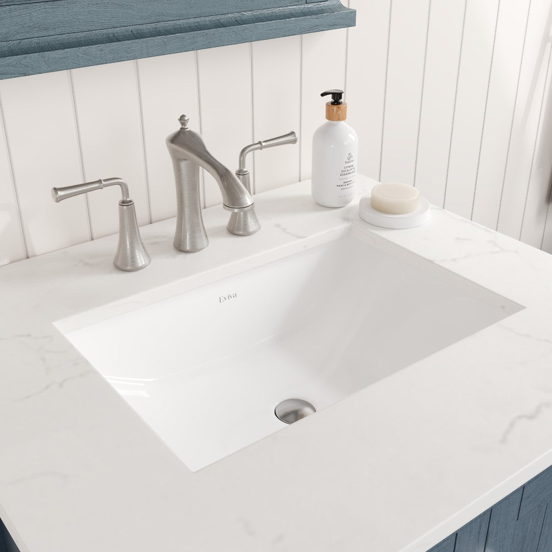 Britney 24 in. Ash Blue Single Sink Bath Vanity with Carrara Quartz Top and Undermount Porcelain Sink