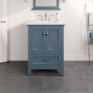 Britney 24 in. Ash Blue Single Sink Bath Vanity with Carrara Quartz Top and Undermount Porcelain Sink