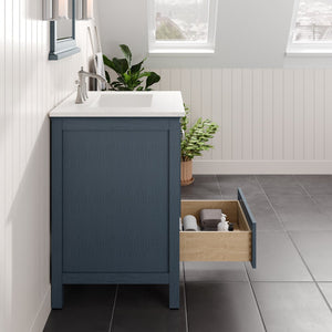 Britney 24 in. Ash Blue Single Sink Bath Vanity with Carrara Quartz Top and Undermount Porcelain Sink