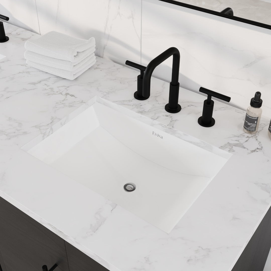 Graham 60 in. Blackwood Double Sink  Bath Vanity with Arabescato Engineered Stone Top and Undermount Porcelain Sinks