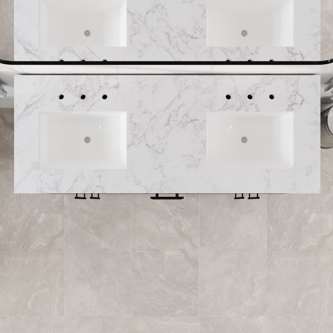 Graham 60 in. Blackwood Double Sink  Bath Vanity with Arabescato Engineered Stone Top and Undermount Porcelain Sinks