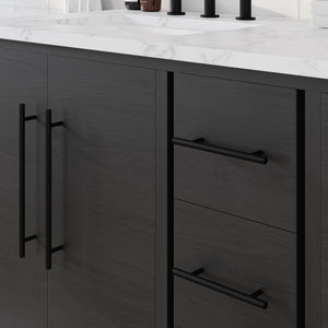 Graham 60 in. Blackwood Double Sink  Bath Vanity with Arabescato Engineered Stone Top and Undermount Porcelain Sinks