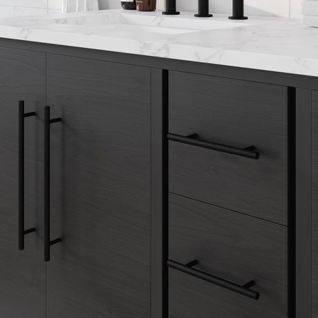 Graham 60 in. Blackwood Double Sink  Bath Vanity with Arabescato Engineered Stone Top and Undermount Porcelain Sinks