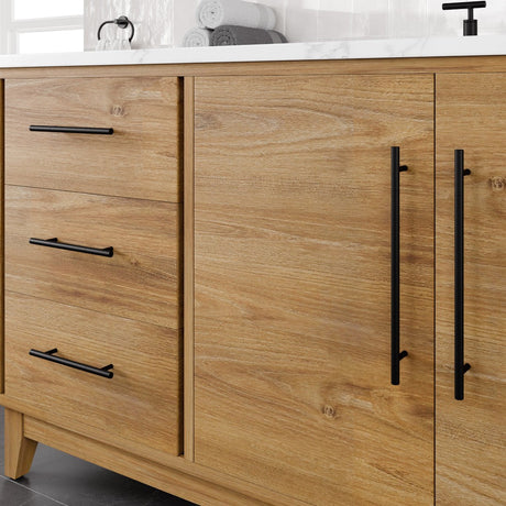 Graham 72 in. Oak Single Sink Bath Vanity with Arabescato Engineered Stone Top and Undermount Porcelain Sink