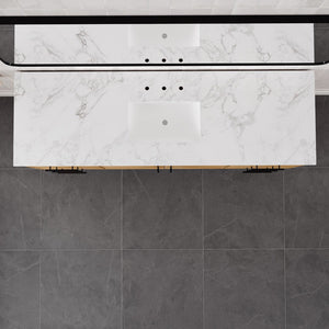 Graham 72 in. Oak Single Sink Bath Vanity with Arabescato Engineered Stone Top and Undermount Porcelain Sink