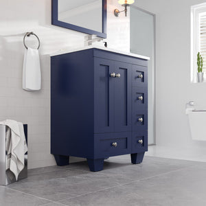 Acclaim 24 in. Blue Single Sink Bath Vanity with Carrara Quartz Top and Undermount Porcelain Sink