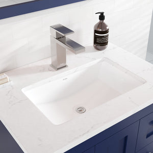 Acclaim 24 in. Blue Single Sink Bath Vanity with Carrara Quartz Top and Undermount Porcelain Sink