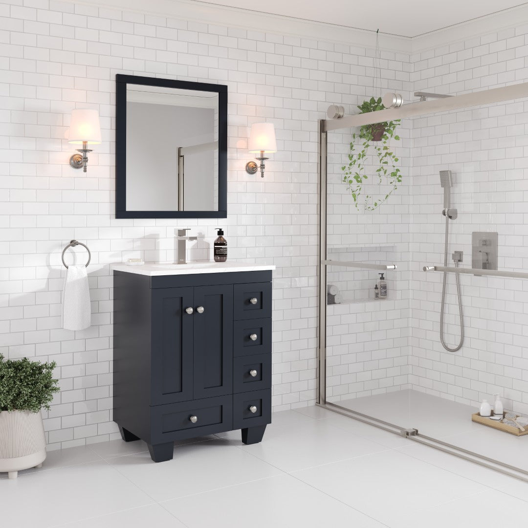 Acclaim 24 in. Dark Gray Single Sink Bath Vanity with Carrara Quartz Top and Undermount Porcelain Sink