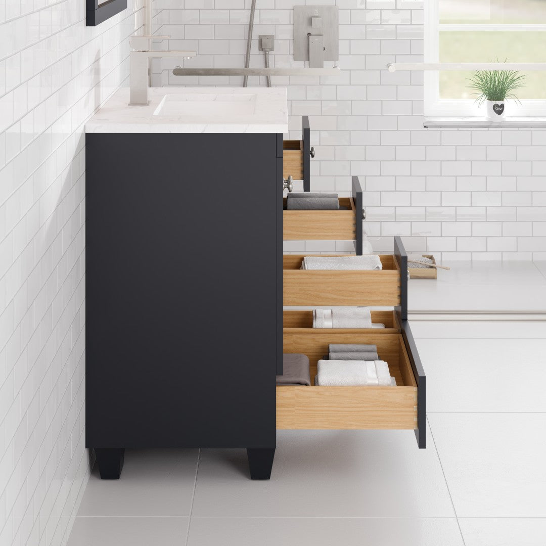 Acclaim 24 in. Dark Gray Single Sink Bath Vanity with Carrara Quartz Top and Undermount Porcelain Sink