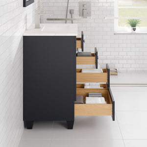 Acclaim 24 in. Dark Gray Single Sink Bath Vanity with Carrara Quartz Top and Undermount Porcelain Sink