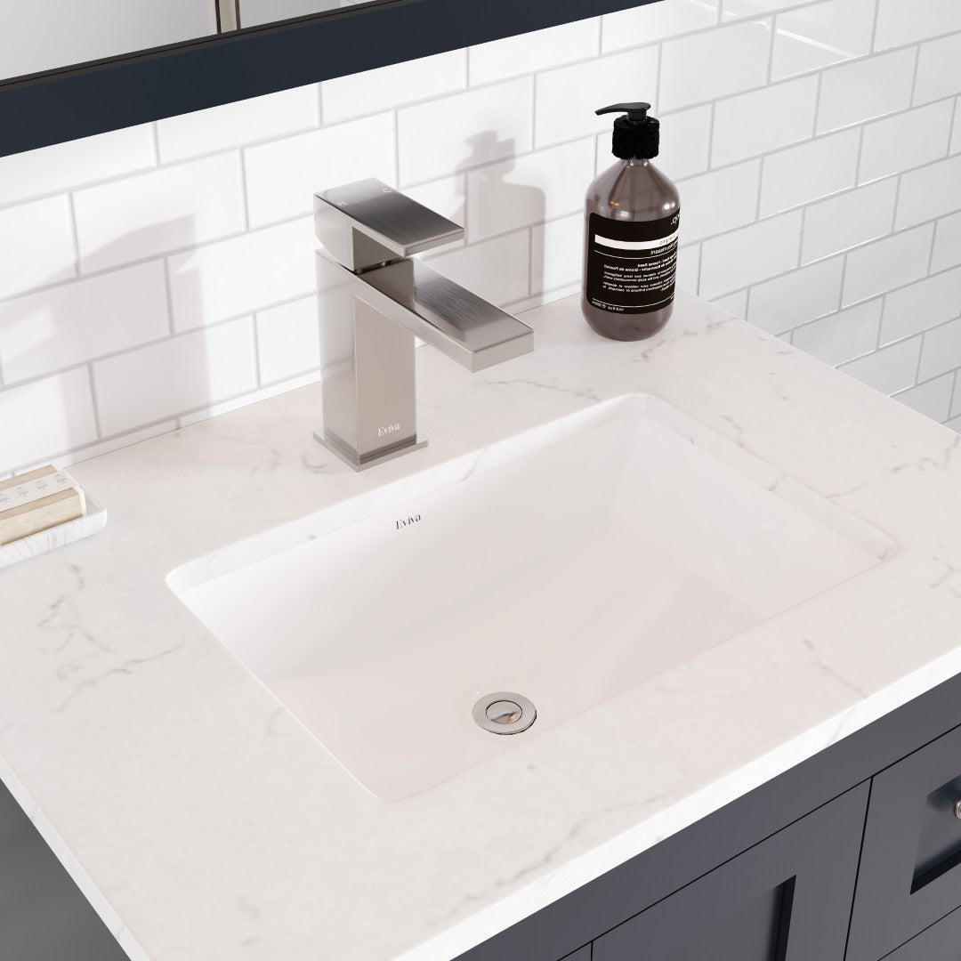 Acclaim 24 in. Dark Gray Single Sink Bath Vanity with Carrara Quartz Top and Undermount Porcelain Sink