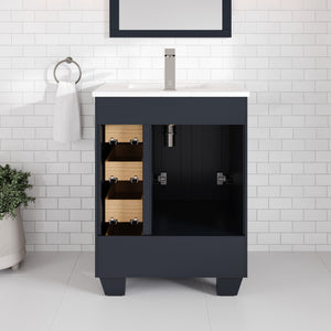 Acclaim 24 in. Dark Gray Single Sink Bath Vanity with Carrara Quartz Top and Undermount Porcelain Sink