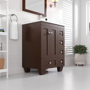 Acclaim 24 in. Teak Single Sink Bath Vanity with Carrara Quartz Top and Undermount Porcelain Sink