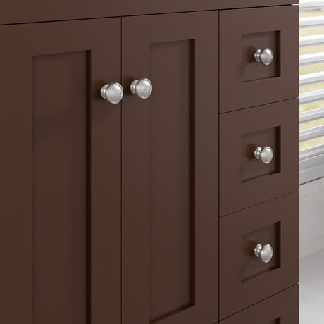 Acclaim 24 in. Teak Single Sink Bath Vanity with Carrara Quartz Top and Undermount Porcelain Sink