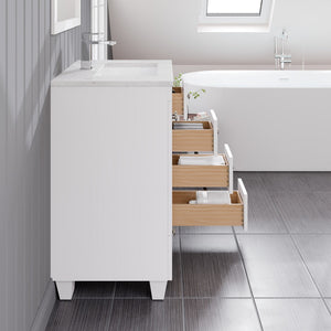 Acclaim 24 in. White Single Sink Bath Vanity with Carrara Quartz Top and Undermount Porcelain Sink