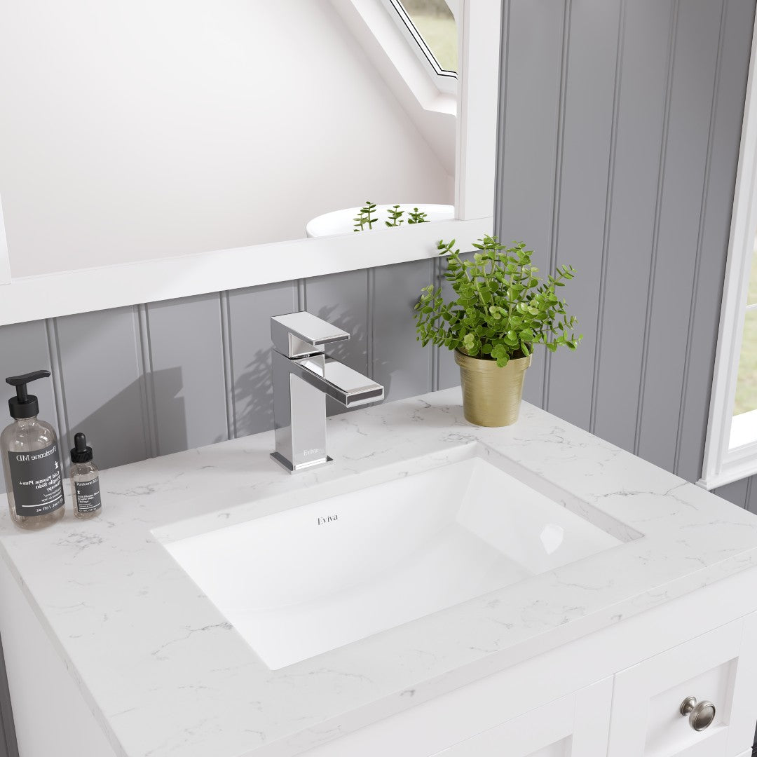 Acclaim 24 in. White Single Sink Bath Vanity with Carrara Quartz Top and Undermount Porcelain Sink