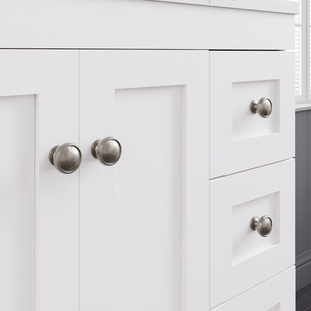 Acclaim 24 in. White Single Sink Bath Vanity with Carrara Quartz Top and Undermount Porcelain Sink