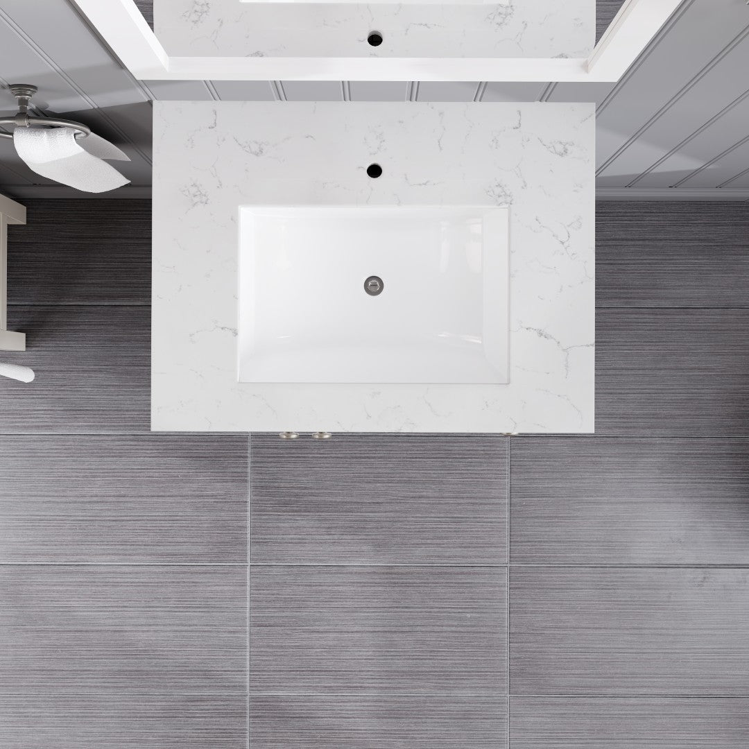 Acclaim 24 in. White Single Sink Bath Vanity with Carrara Quartz Top and Undermount Porcelain Sink