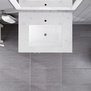 Acclaim 24 in. White Single Sink Bath Vanity with Carrara Quartz Top and Undermount Porcelain Sink
