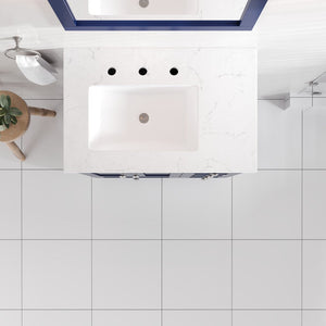 Acclaim 28 in. Blue Single Sink Bath Vanity with Carrara Quartz Top and Undermount Porcelain Sink