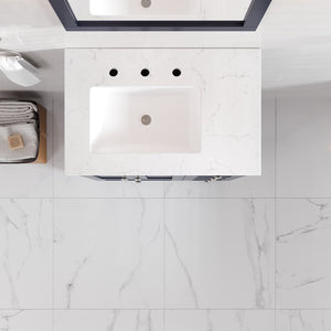 Acclaim 28 in. Dark Gray Single Sink Bath Vanity with Carrara Quartz Top and Undermount Porcelain Sink