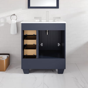 Acclaim 28 in. Dark Gray Single Sink Bath Vanity with Carrara Quartz Top and Undermount Porcelain Sink