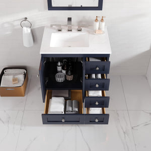 Acclaim 28 in. Dark Gray Single Sink Bath Vanity with Carrara Quartz Top and Undermount Porcelain Sink