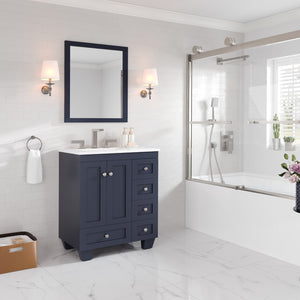 Acclaim 28 in. Dark Gray Single Sink Bath Vanity with Carrara Quartz Top and Undermount Porcelain Sink