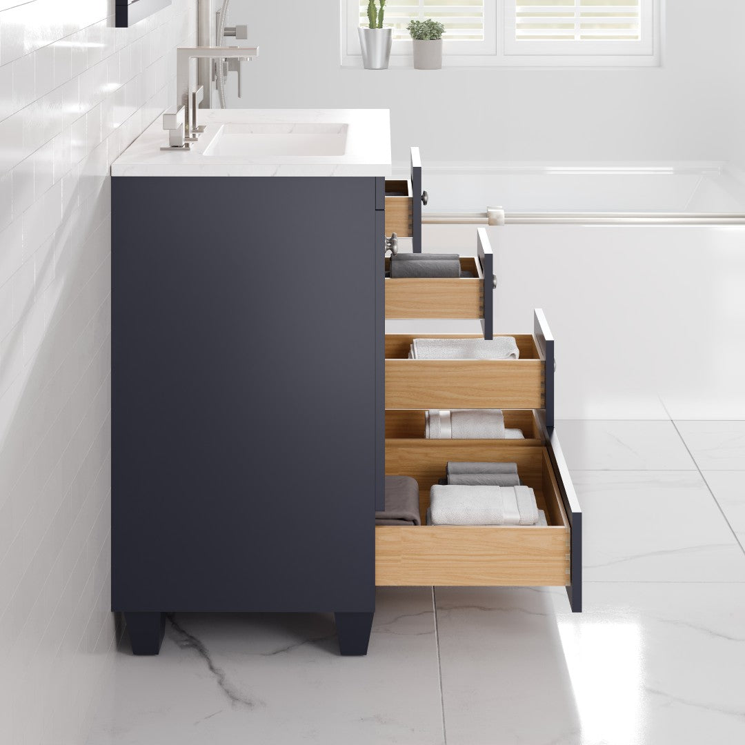 Acclaim 28 in. Dark Gray Single Sink Bath Vanity with Carrara Quartz Top and Undermount Porcelain Sink