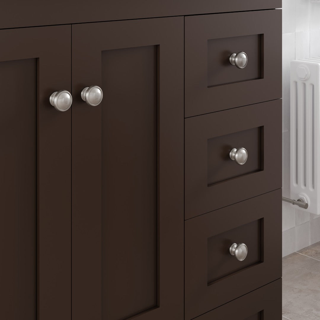 Acclaim 28 in. Teak Single Sink Bath Vanity with Carrara Quartz Top and Undermount Porcelain Sink