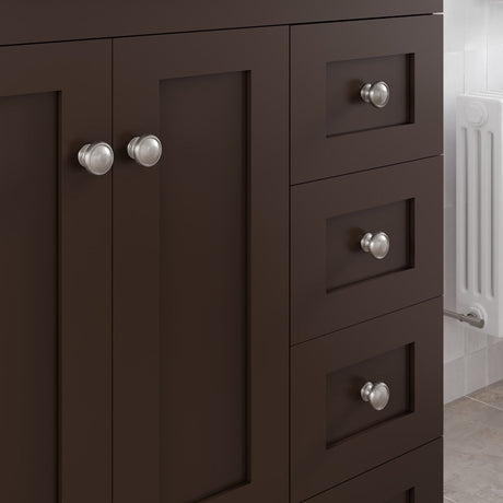 Acclaim 28 in. Teak Single Sink Bath Vanity with Carrara Quartz Top and Undermount Porcelain Sink