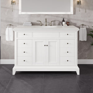 Elite Stamford 48 in. White Single Sink Bath Vanity with Carrara Quartz Top and Undermount Porcelain Sink