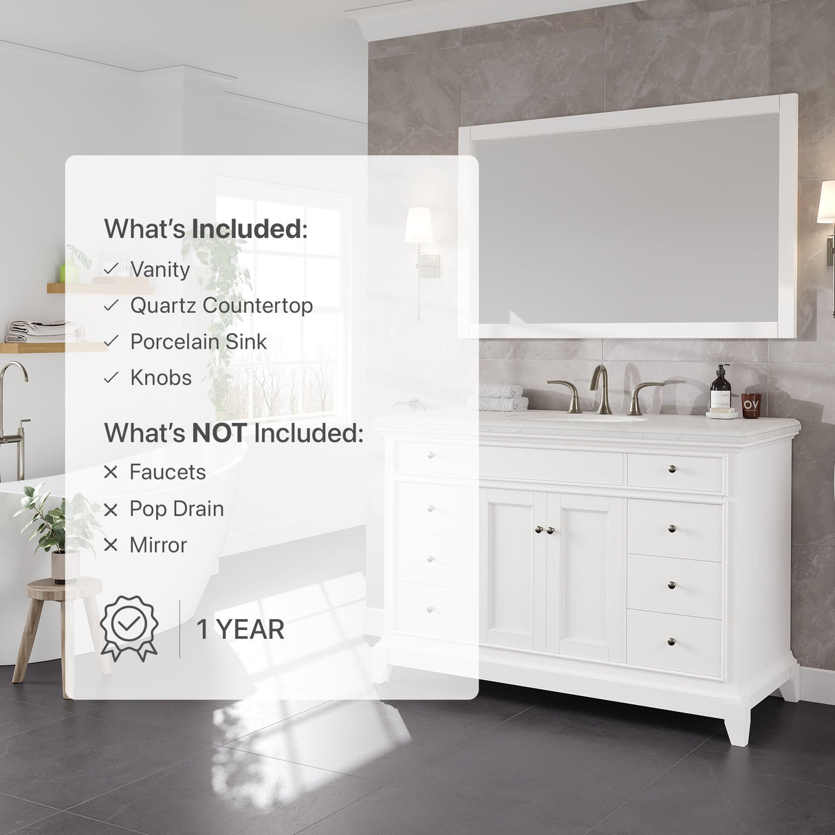 Eviva Elite 48 White Bathroom Vanity