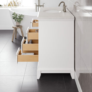 Elite Stamford 48 in. White Single Sink Bath Vanity with Carrara Quartz Top and Undermount Porcelain Sink
