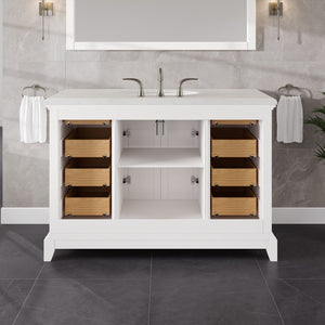 Elite Stamford 48 in. White Single Sink Bath Vanity with Carrara Quartz Top and Undermount Porcelain Sink