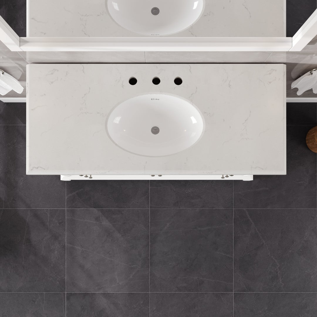 Elite Stamford 48 in. White Single Sink Bath Vanity with Carrara Quartz Top and Undermount Porcelain Sink