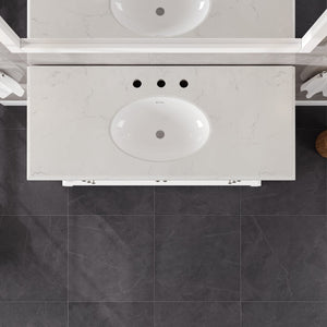 Elite Stamford 48 in. White Single Sink Bath Vanity with Carrara Quartz Top and Undermount Porcelain Sink