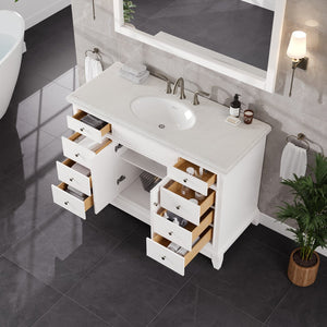 Elite Stamford 48 in. White Single Sink Bath Vanity with Carrara Quartz Top and Undermount Porcelain Sink