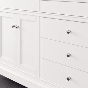 Elite Stamford 60 in. White Double Sink  Bath Vanity with Carrara Quartz Top and Undermount Porcelain Sinks